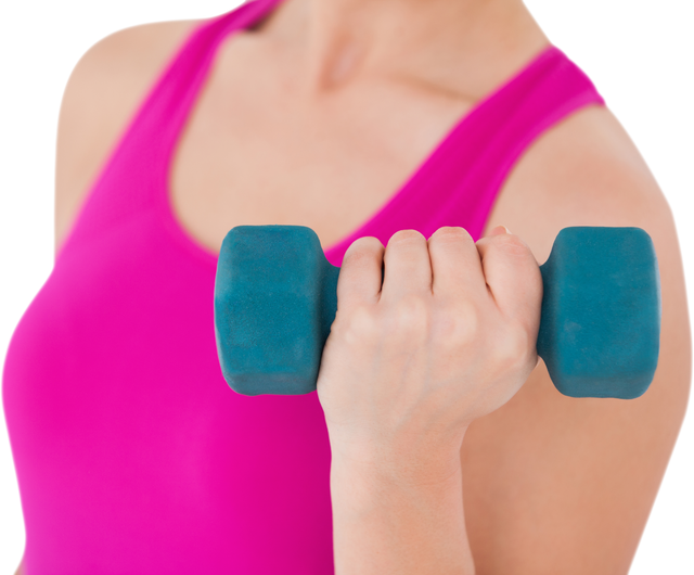 Transparent Background Woman Holding Blue Dumbbell Exercise - Download Free Stock Videos Pikwizard.com