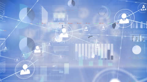 Digital Network Connections and Data Analysis Visualization