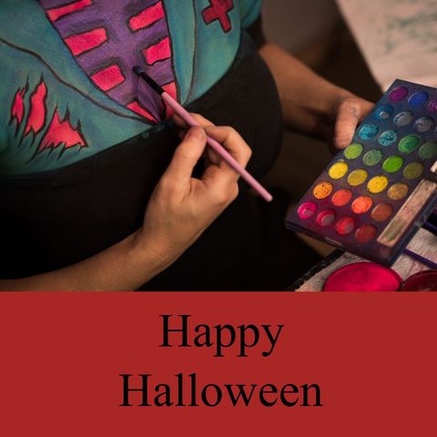 caucasian woman body painting costume for halloween celebration - Download Free Stock Templates Pikwizard.com