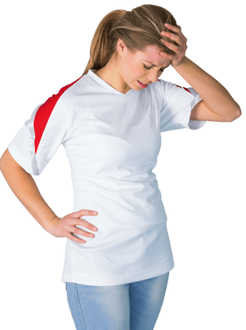 Transparent stressed sports fan wearing white jersey