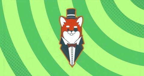 Whimsical Fox Character in Formal Attire on Green Background