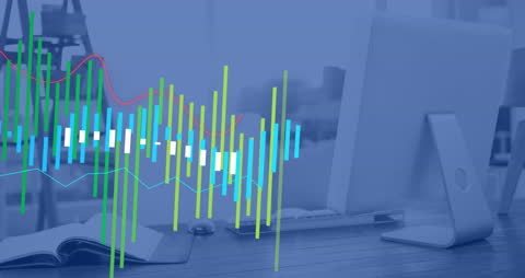 Financial Data Visualization over Office Desk