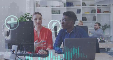 colleagues collaborating on digital financial solutions - Download Free Stock Images Pikwizard.com