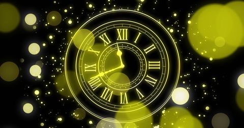 Glowing Clock at Midnight Representing New Year's Eve Celebration - Download Free Stock Images Pikwizard.com