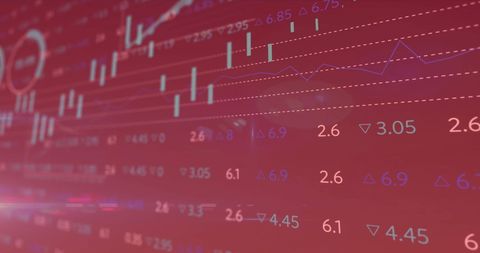 Financial Data Analysis with Graph Overlays on Red Background - Download Free Stock Images Pikwizard.com
