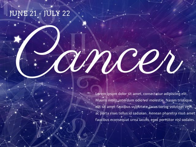 Mystical Cancer Zodiac Sign with Cosmic Background and Text - Download Free Stock Templates Pikwizard.com