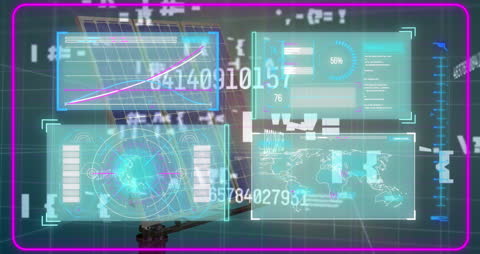 Futuristic Data Overlay on Solar Panel Screen