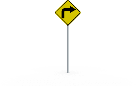 yellow road sign showing right turn arrow on transparent background - Download Free Stock Videos Pikwizard.com