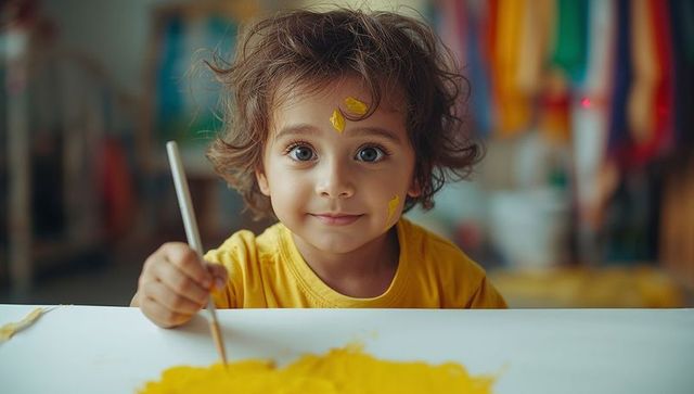 Toddler Girl Engaging in Creative Painting in Playroom