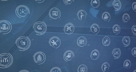 Digital Technology Icons on Advanced Network Background - Download Free Stock Images Pikwizard.com