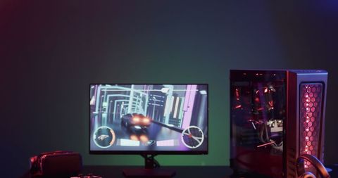 high-tech gaming setup with vr and sleek desktop - Download Free Stock Images Pikwizard.com