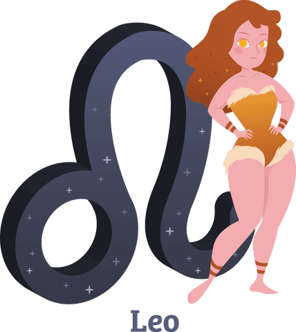 leo zodiac illustration with confident warrior woman on transparent background - Download Free Stock Videos Pikwizard.com