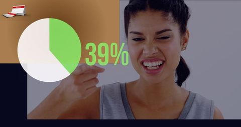 Confident Woman with Digital Percentage Display Overlay - Download Free Stock Images Pikwizard.com