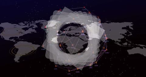 Futuristic Digital Interface with Global Network and Data Visualization