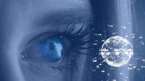 Futuristic Woman's Eye with Digital Global Connections