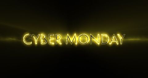 Cyber Monday Glowing Neon Text on Black Background