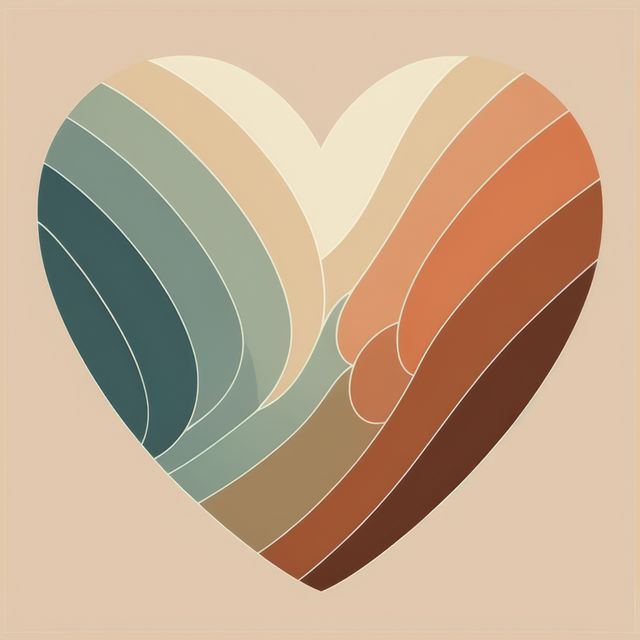 Abstract Geometric Heart Design with Earth Tone Colors - Download Free Stock Images Pikwizard.com