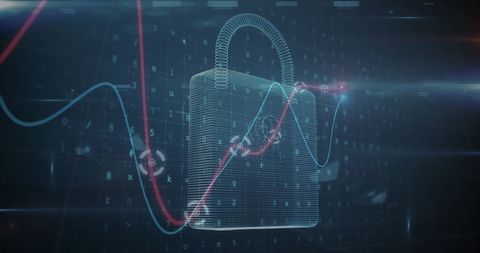 Cybersecurity data encryption with digital padlock