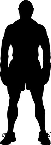 Silhouette of male boxer in action on transparent background