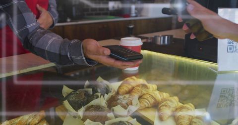 Digital Payment in Modern Cafe With Fresh Pastries - Download Free Stock Images Pikwizard.com