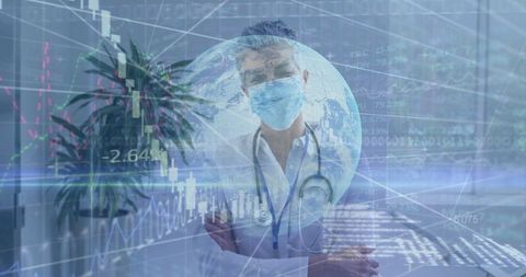 Healthcare Professional Doctor Analyzing Global Financial Data