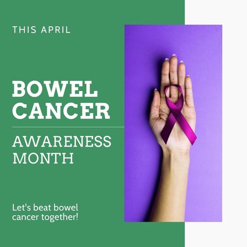 Bowel Cancer Awareness Month: Hand Holding Purple Ribbon - Download Free Stock Templates Pikwizard.com