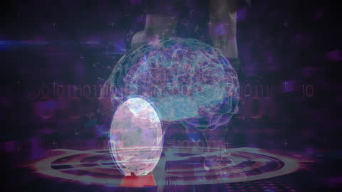 Futuristic Animation of Businessman with Digital Data and Globe