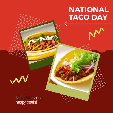 Celebrating National Taco Day with Delicious Tacos on Vibrant Background - Download Free Stock Templates Pikwizard.com