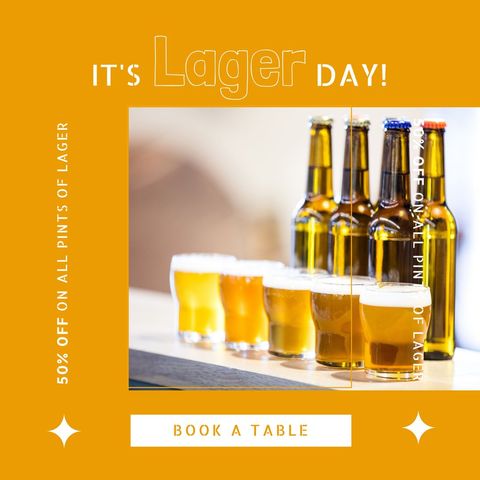 lager day celebration display with bottles and beer mugs - Download Free Stock Templates Pikwizard.com