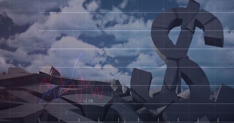 Financial uncertainty symbolized by broken dollar sign and changing graph