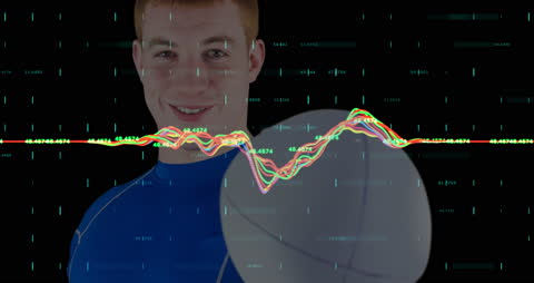 Young Athlete with Graph Lines Analysis Concept