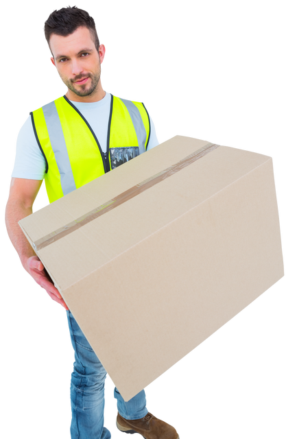 Transparent Background Delivery Man Carrying Cardboard Box - Download Free Stock Videos Pikwizard.com