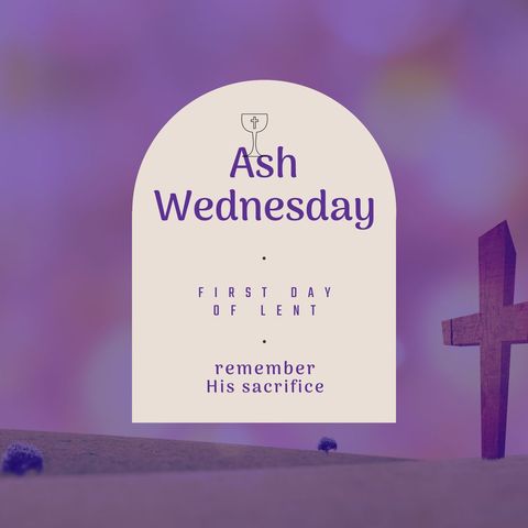 Ash wednesday background with cross and lent message