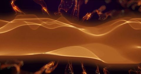 Glowing Orange Light Trails on Black Background Futuristic Waves
