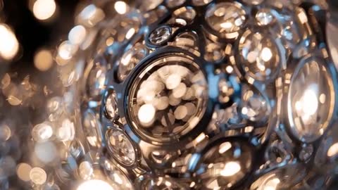 Futuristic Metallic Sphere with Lenses and Bokeh Lights