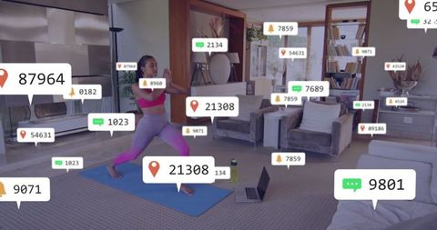 Tech Interface Social Media Workout Home Yoga Concept