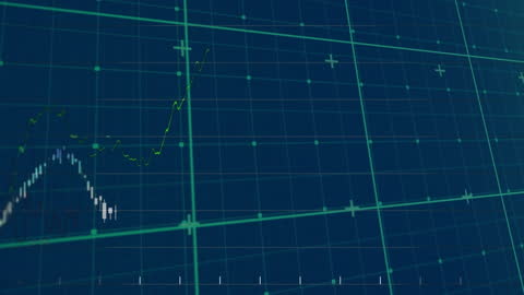 Abstract Business Graph Animation on Blue Grid for Progress and Analysis