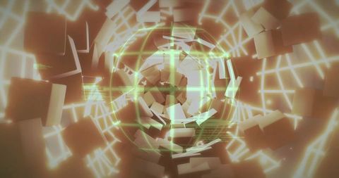 Abstract Futuristic Digital Sphere with Glowing Grid