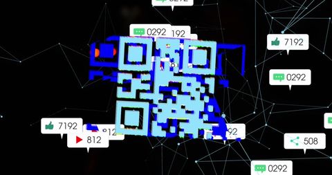 Glitchy QR Code with Social Media Notifications and Analytics - Download Free Stock Images Pikwizard.com