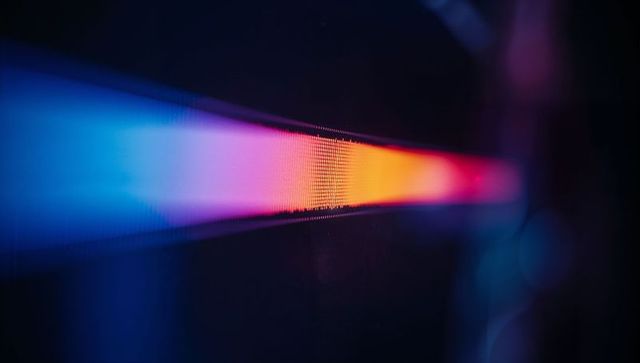 Futuristic glowing led light strip with color gradient