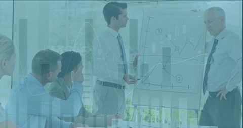 Business meeting with financial data analysis among professionals