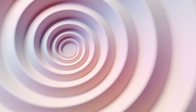 Spiraling pastel tunnel of concentric rings with soft grain and subtle gradient depth