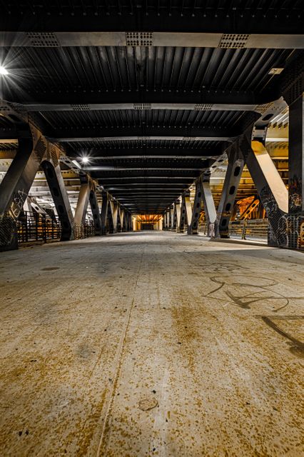 Rustic Industrial Bridge Interior with Steel Support Beams - Download Free Stock Images Pikwizard.com