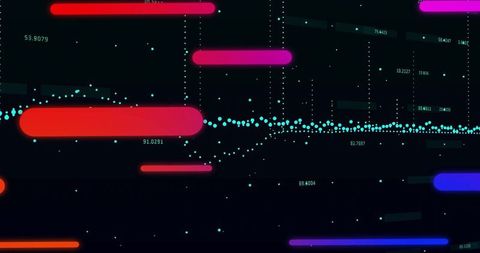 Futuristic data analytics visualization with glowing horizontal bars