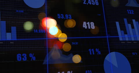 Abstract Financial Data Analytics Display with Light Effects
