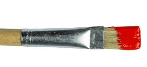 Realistic paintbrush with red tip on transparent background