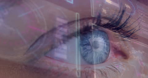 Futuristic Technology Reflected in Female Eye