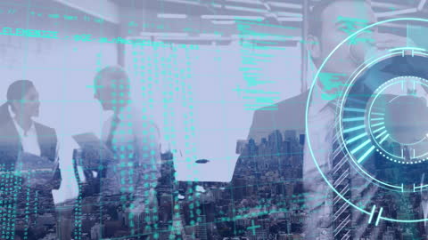 Futuristic Business People With Overlay of Data Elements