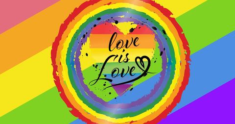 Love is Love Heart with Rainbow Stripes LGBTQ Pride