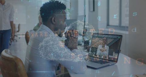 Businessman Strategizing with Digital Cloud Interface